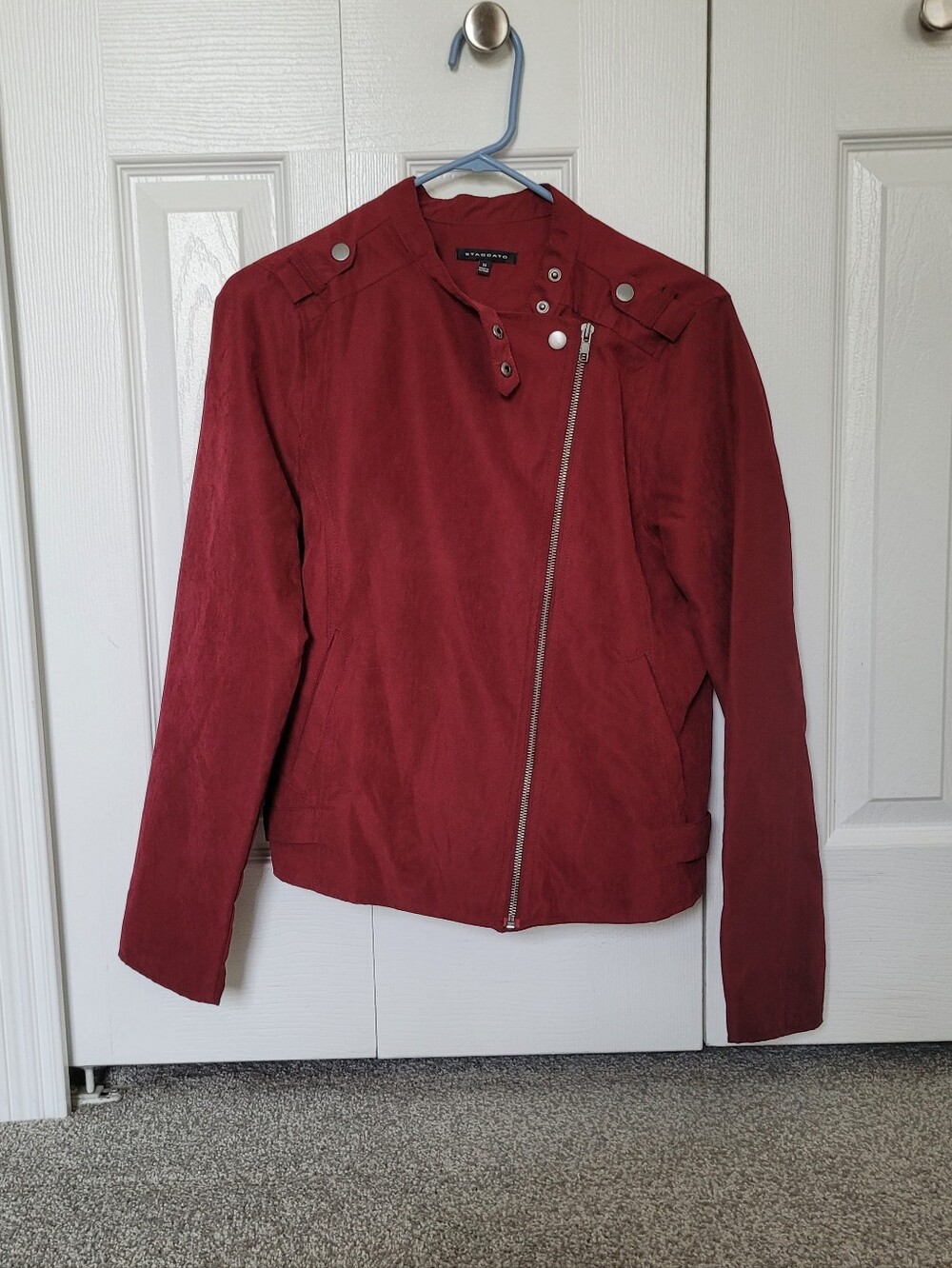 Burgandy/Maroon Zip Up Jacket | Size M | Staccato